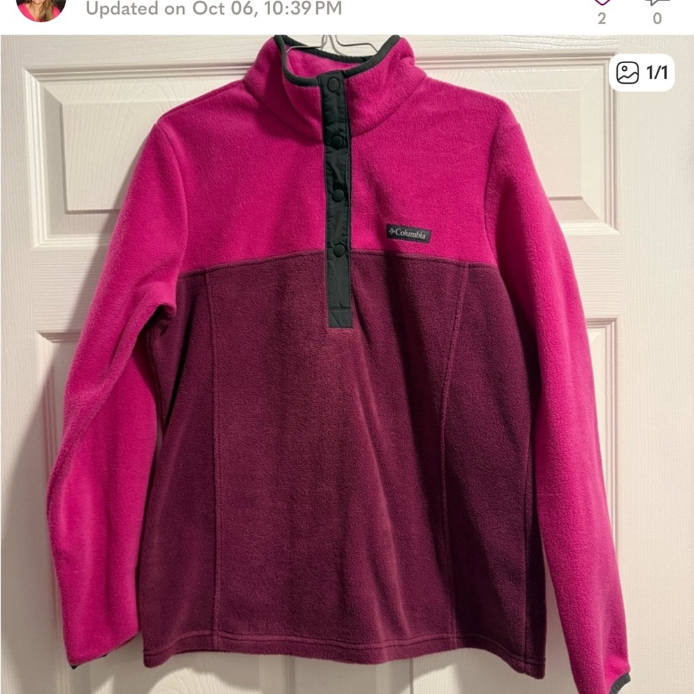 Columbia Pink and Burgundy Fleece Pullover
